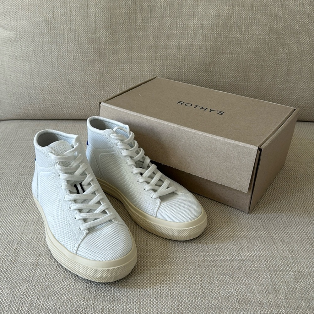 Rothy’s NEW Bright White High Top Sneakers Size 6.5
